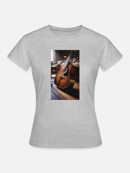 Akustische Gitarre - Frauen T-Shirt - Grau meliert