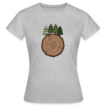 Bûche de bois avec petite forêt - T-shirt Femme - gris chiné - Devant - AI Model Female 172 dark (172cm)