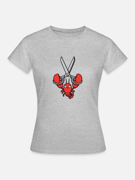 Comic Lobster Krebs Hummer Languste Meer Schere - Dame-T-shirt - grå meleret