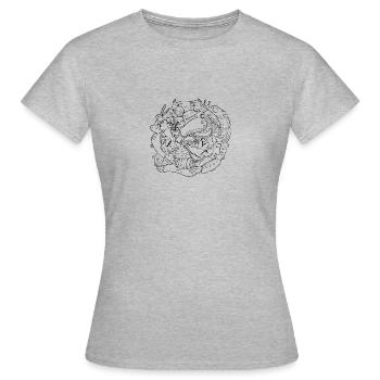 Doodel personnages avec de petites créatures !!! - T-shirt Femme - gris chiné - Devant - AI Model Female 172 dark (172cm)