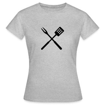 Grillen Besteck - Frauen T-Shirt - Grau meliert - Vorne - AI Model Female 172 dark (172cm)