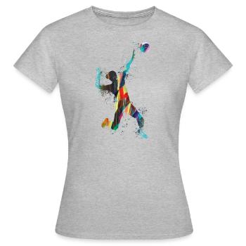 volley-ball, volleyballerine, beachball,graffiti - T-shirt Femme - gris chiné - Devant - AI Model Female 172 dark (172cm)