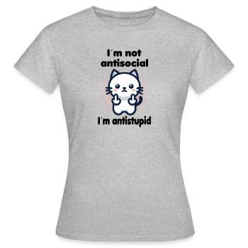 Sarkastische Katze mag keine dummen Menschen - Frauen T-Shirt - Grau meliert - Vorne - AI Model Female 172 dark (172cm)