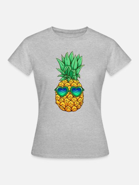 Ananas mit Sonnenbrille - Frauen T-Shirt - Grau meliert