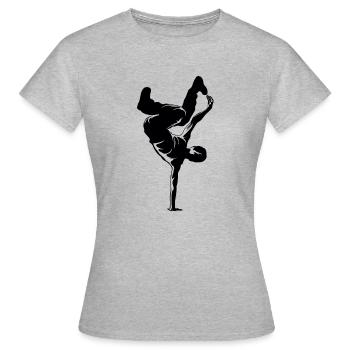 Breakdance Silhouette - Frauen T-Shirt - Grau meliert - Vorne - AI Model Female 172 dark (172cm)