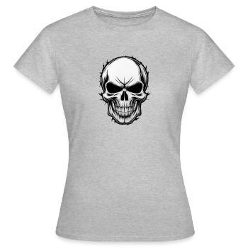 Rockmusik Totenkopf - Frauen T-Shirt - Grau meliert - Vorne - AI Model Female 172 dark (172cm)