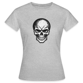 Rockmusik Totenkopf - Frauen T-Shirt - Grau meliert - Vorne - AI Model Female 172 dark (172cm)