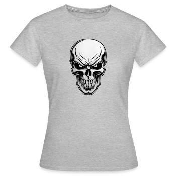 Rockmusik Totenkopf - Frauen T-Shirt - Grau meliert - Vorne - AI Model Female 172 dark (172cm)