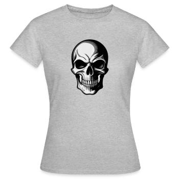 Rockmusik Totenkopf - Frauen T-Shirt - Grau meliert - Vorne - AI Model Female 172 dark (172cm)
