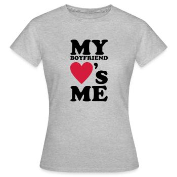 My Boyfriend loves me - T-shirt Femme - gris chiné - Devant - AI Model Female 172 dark (172cm)