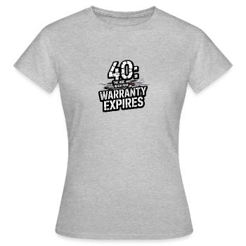 40: Das Alter, Wenn Deine Garantie Abläuft 40. - Frauen T-Shirt - Grau meliert - Vorne - AI Model Female 172 dark (172cm)