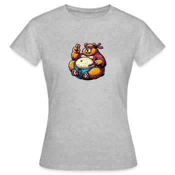 Karate Bear Meditating With Chopsticks - Women's T-Shirt - heather grey - Front - AI Model Female 172 dark (172cm)