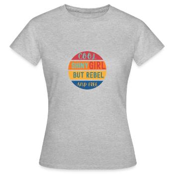 "Cool & Free: Shiny Rebel Girl T-Shirt" - Women's T-Shirt - heather grey - Front - AI Model Female 172 dark (172cm)