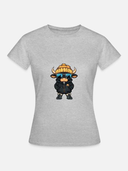 Stier Winter - Frauen T-Shirt - Grau meliert
