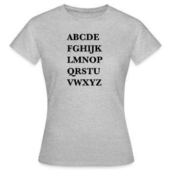 Alphabet - T-shirt Femme - gris chiné - Devant - AI Model Female 172 dark (172cm)