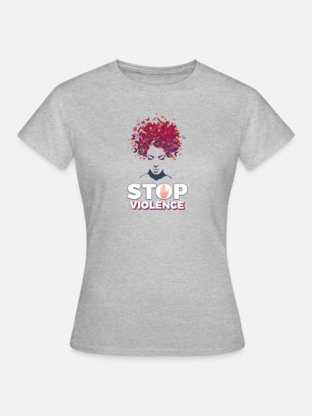 Stopp Gewalt - Frauen T-Shirt - Grau meliert