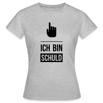 Ich bin schuld - Frauen T-Shirt - Grau meliert - Vorne - AI Model Female 172 dark (172cm)