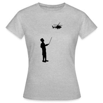 Ferngesteuert Modellhubschrauber Fernsteuerung - Frauen T-Shirt - Grau meliert - Vorne - AI Model Female 172 dark (172cm)