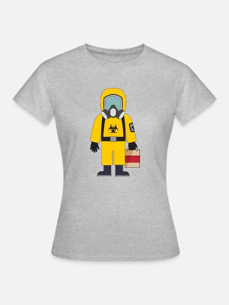 Biohazad Anzug mit Tasche - Frauen T-Shirt - Grau meliert