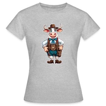 Lederhosen / Animal / Traditional costume / Tradition / Cow - Women's T-Shirt - heather grey - Front - AI Model Female 172 dark (172cm)