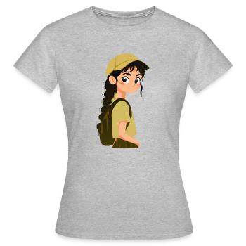 École Fille École Débutant - T-shirt Femme - gris chiné - Devant - AI Model Female 172 dark (172cm)