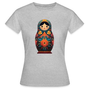 Costume de poupée Matriochka - T-shirt Femme - gris chiné - Devant - AI Model Female 172 dark (172cm)