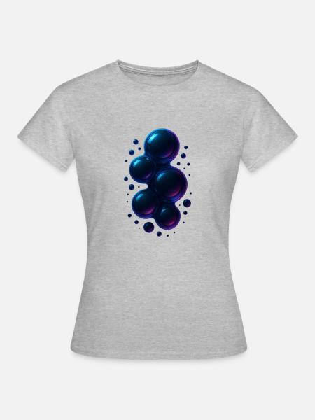 3d Bubbles Blue - Frauen T-Shirt - Grau meliert