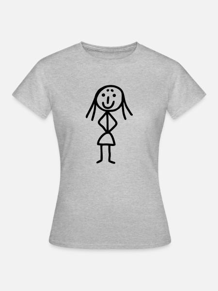 femme figure de bâton drôle - T-shirt Femme - gris chiné