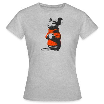 Souris en pull à col roulé - T-shirt Femme - gris chiné - Devant - AI Model Female 172 dark (172cm)