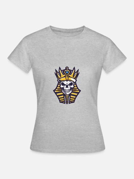 Pharao Totenkopf - Frauen T-Shirt - Grau meliert