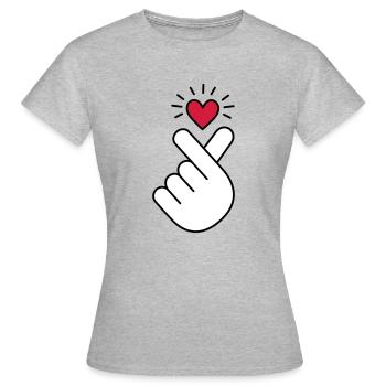 Coeur K-pop, symbole de la musique pop Corée K, doigt, main - T-shirt Femme - gris chiné - Devant - AI Model Female 172 dark (172cm)