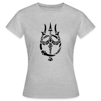 Trident de Poséidon avec ouroboros - T-shirt Femme - gris chiné - Devant - AI Model Female 172 dark (172cm)