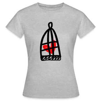 Cœur en cage - T-shirt Femme - gris chiné - Devant - AI Model Female 172 dark (172cm)