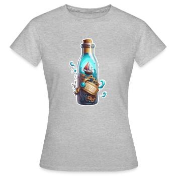 Magische Flasche / Korken / Unterwasser / Schiff - Frauen T-Shirt - Grau meliert - Vorne - AI Model Female 172 dark (172cm)