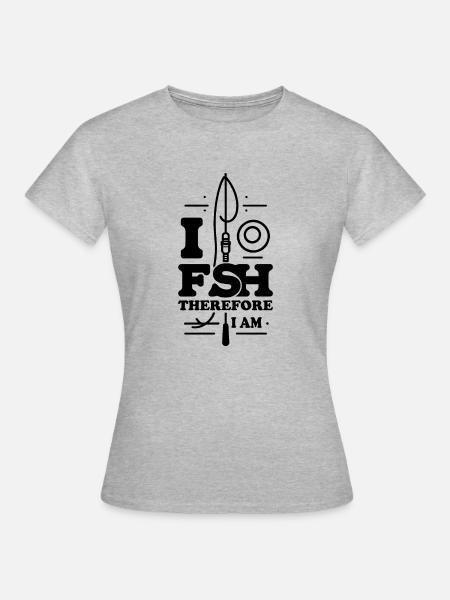 « Je pêche donc je suis » - Design de pêche élégant - T-shirt Femme - gris chiné