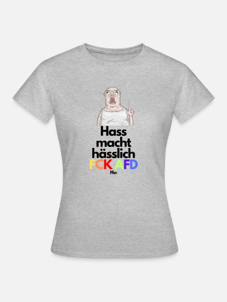 HASS macht HÄSSLICH - Frauen T-Shirt - Grau meliert