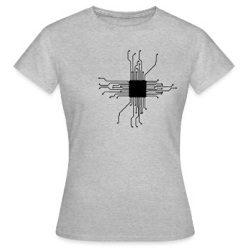 CPU Heart Computer Chip Geek Computer Nerd Cadeau - T-shirt Femme - gris chiné - Devant - AI Model Female 172 dark (172cm)