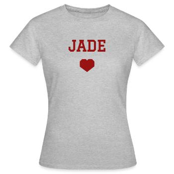 Jade cœur - T-shirt Femme - gris chiné - Devant - AI Model Female 172 dark (172cm)