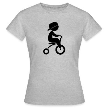 Garçon qui monte son tricycle - T-shirt Femme - gris chiné - Devant - AI Model Female 172 dark (172cm)