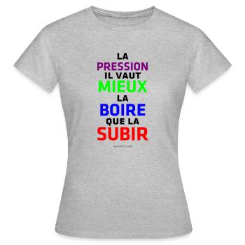 pression - T-shirt Femme - gris chiné - Devant - AI Model Female 172 dark (172cm)
