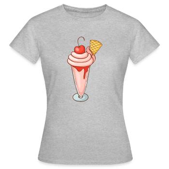 Eis Speiseeis Eiskrem Eiscreme Kugeleis Eisbecher - Frauen T-Shirt - Grau meliert - Vorne - AI Model Female 172 dark (172cm)