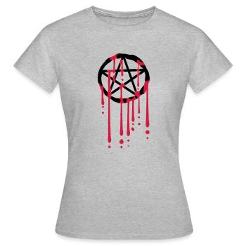 Gouttes de sang pentagramme - T-shirt Femme - gris chiné - Devant - AI Model Female 172 dark (172cm)