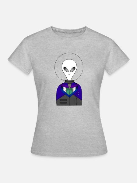 Galactic Explorer Alien - Frauen T-Shirt - Grau meliert