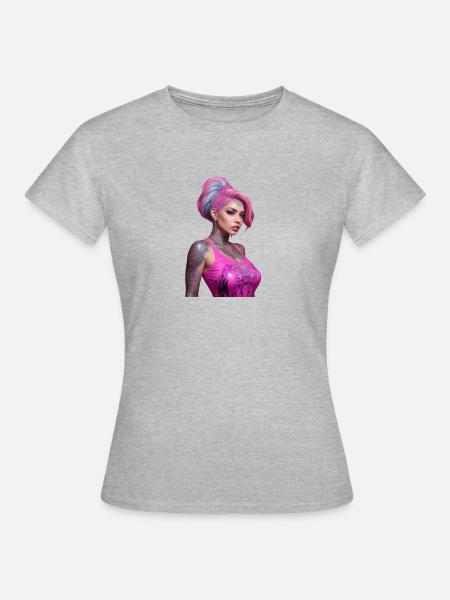 Anime - Frauen T-Shirt - Grau meliert