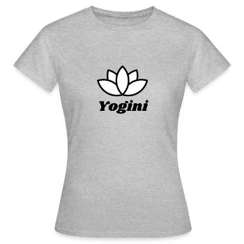 Yogini Lotus Black White - Women's T-Shirt - heather grey - Front - AI Model Female 172 dark (172cm)