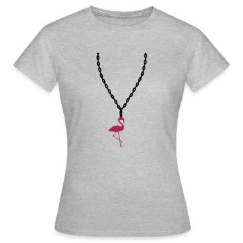 collier bijoux flamant rose oiseau vacances stran - T-shirt Femme - gris chiné - Devant - AI Model Female 172 dark (172cm)