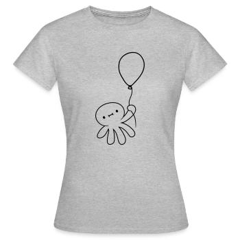 Le poulpe s’envole - T-shirt Femme - gris chiné - Devant - AI Model Female 172 dark (172cm)