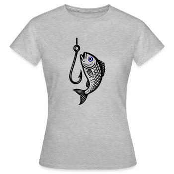 Fish Hook Fish Icon - Women's T-Shirt - heather grey - Front - AI Model Female 172 dark (172cm)