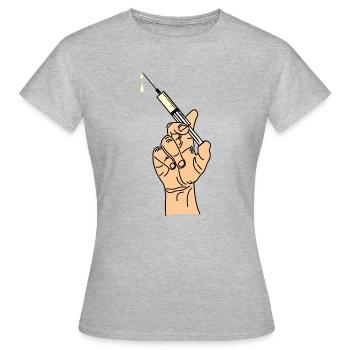 Hand mit Impfspritze 5 - Frauen T-Shirt - Grau meliert - Vorne - AI Model Female 172 dark (172cm)