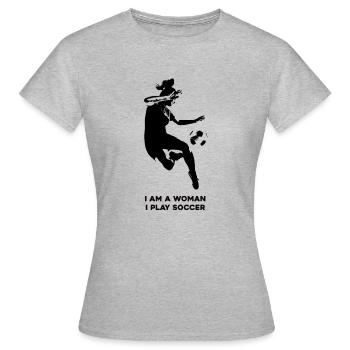 Frauenfußball - Frauen T-Shirt - Grau meliert - Vorne - AI Model Female 172 dark (172cm)